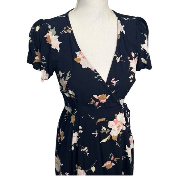 Abercrombie Fitch Wrap Dress Womens Extra Small Blue Floral V Neck Short Sleeve - Picture 7 of 13